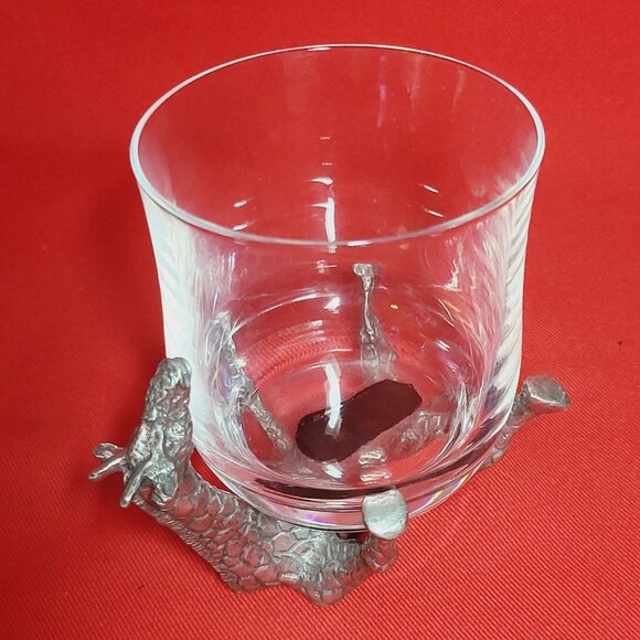 Vintage Frankli Wild Pewter Giraffe Base Clear Glass Tumbler Whiskey Glass - Picture 14 of 17